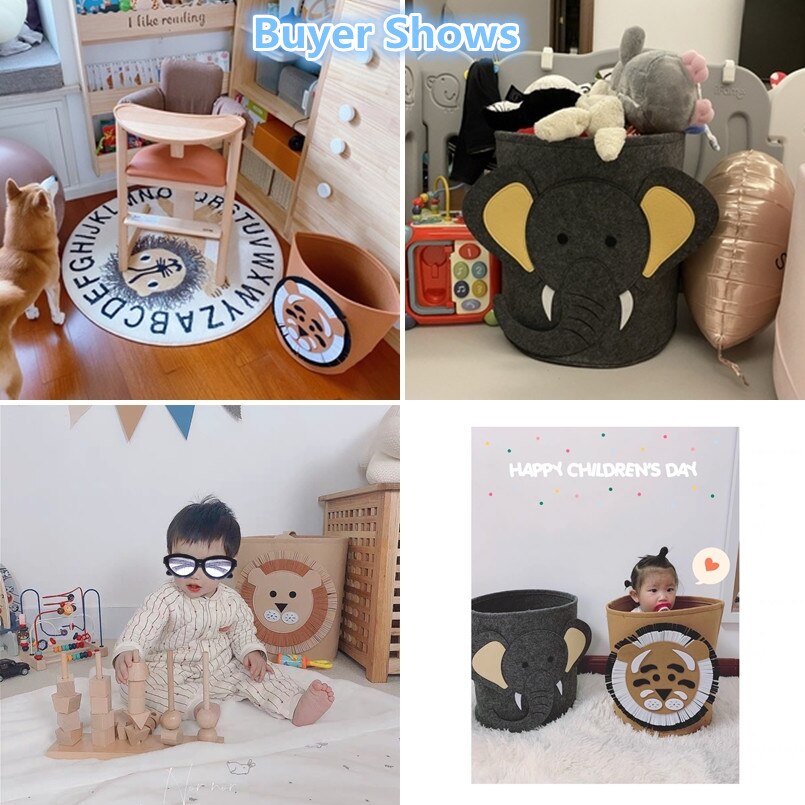 Baby Laundry Basket Sundries Storage Basket Foldable Toy Storage Bucket Dirty Clothes Container Folding Cartoon Animal Box