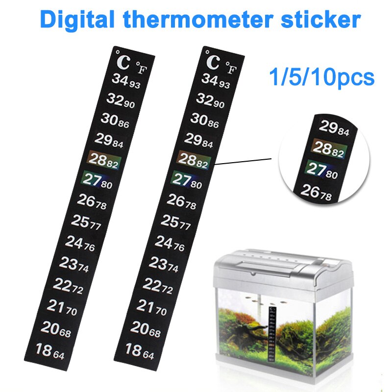 Fish Tank Aquarium Thermometer Temperature Strip Stick-on Degree Celsius Fahrenheit Display Hogard FE21