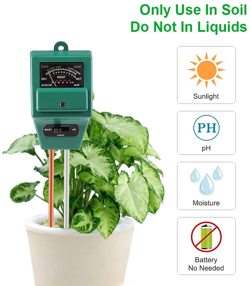 Soil Moisture Meter Plant Test - 3-in-1 Soil Test Kits Moisture/Light/pH Meter for Garden Farm Lawn Planting Hygrometer