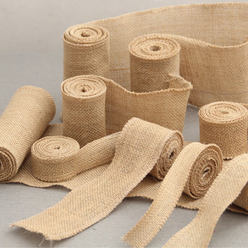 2Yard/Roll Natuurlijke Jute Jute Lint Voor Ambachten Diy Hennep Lint Kant Materiaal Wedding Party Decoratieve Kerst Cadeau wikkelen