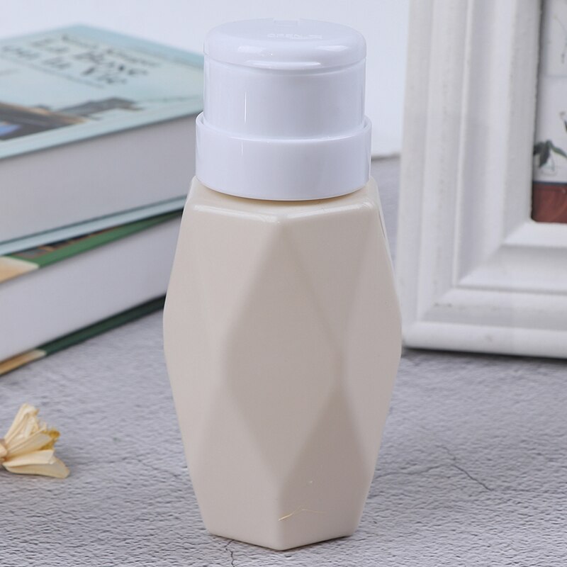 200ML Liquid Press Nail Polish Remover Pump Dispenser Empty Bottle For Nail: Light Khaki