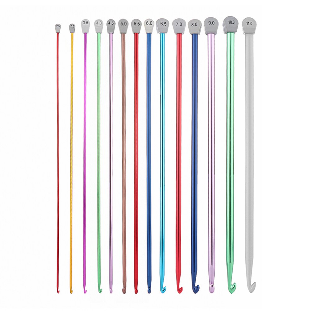 2.5-11mm 14 Size Tunisian Afghan Crochet Hooks Needle Multicolor Knitting Needles Hook Weaving Tool Long Sweater Sewing Needle
