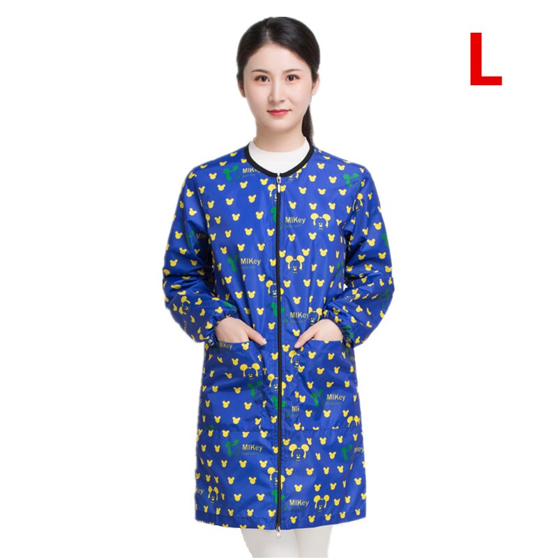 Salon Smock Hairdresser Long Sleeve Work Clothes Pet Grooming Haircut Waterproof Uniform Barber Assistant Apron: G010-Cartoon-L