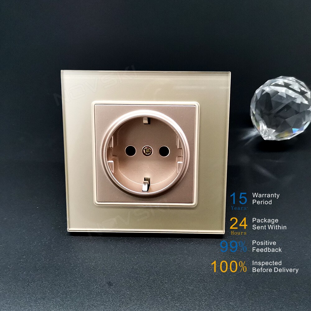 Novski stikkontakt tysk schuko f stik jordet , 16a eu standard stikkontakt 86 mm * 86 mm 220v