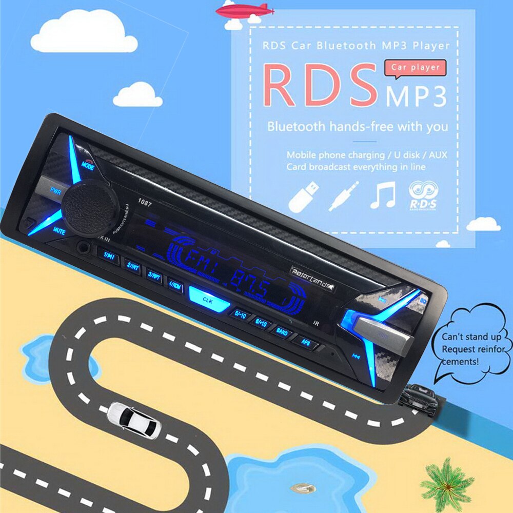 Newest 1087 RDS Autoradio 1 din Support Bluetooth SD Card Music mp3 player with Remote Control Auto radio Car Detachable Panel