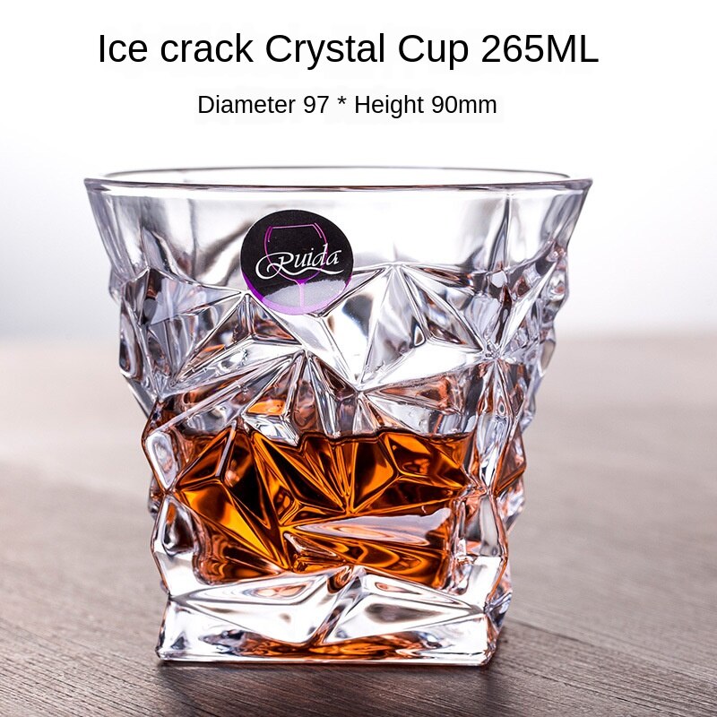 Vierkante kristallen whiskyglazen voor thuis, bar, bier, water en feest, hotel, bruiloft, glazen en drinkgerei: Ijsbarst