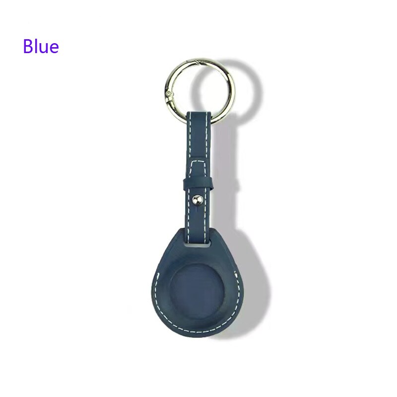 Fashionl Uxurious Shockproof Beschermhoes Voor Apple Airtag Lederen Hangable Sleutelhanger Bagagelabel Bag Charm Loop: Blauw