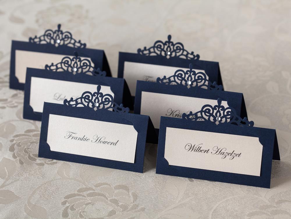 24 stks Blauw Plaats Kaarthouder Tafel Centerpieces Nummer Naam Card Bruiloft Banket Decoratie Evenement Party Kaarten & Uitnodigingen