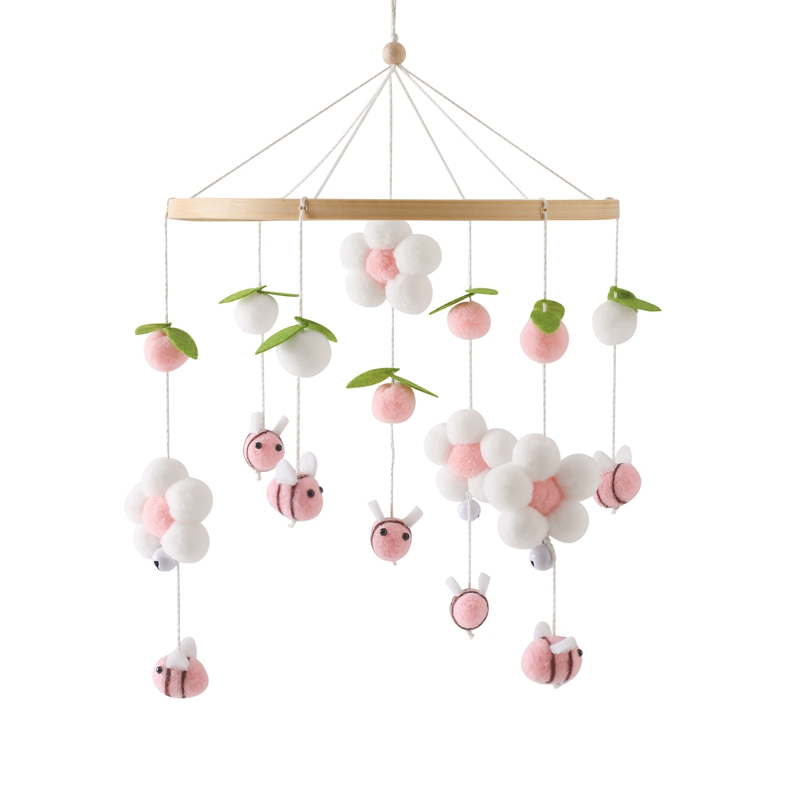 Campana para cama móvil para cuna de bebé, sonajero de madera de ganchillo, colgante de estrellas, campana para cama, juguetes para recién nacido, soporte para cuna cómodo, juguetes colgantes,
