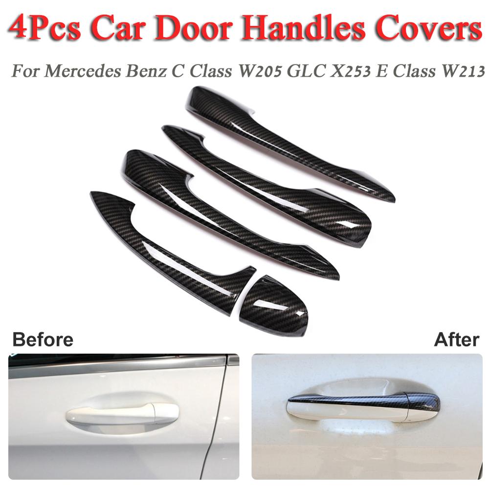 Car Door Handles Covers Chrome Exterior Car Styling Sticker for Mercedes Benz C Class W205 GLC X253 E Class W213