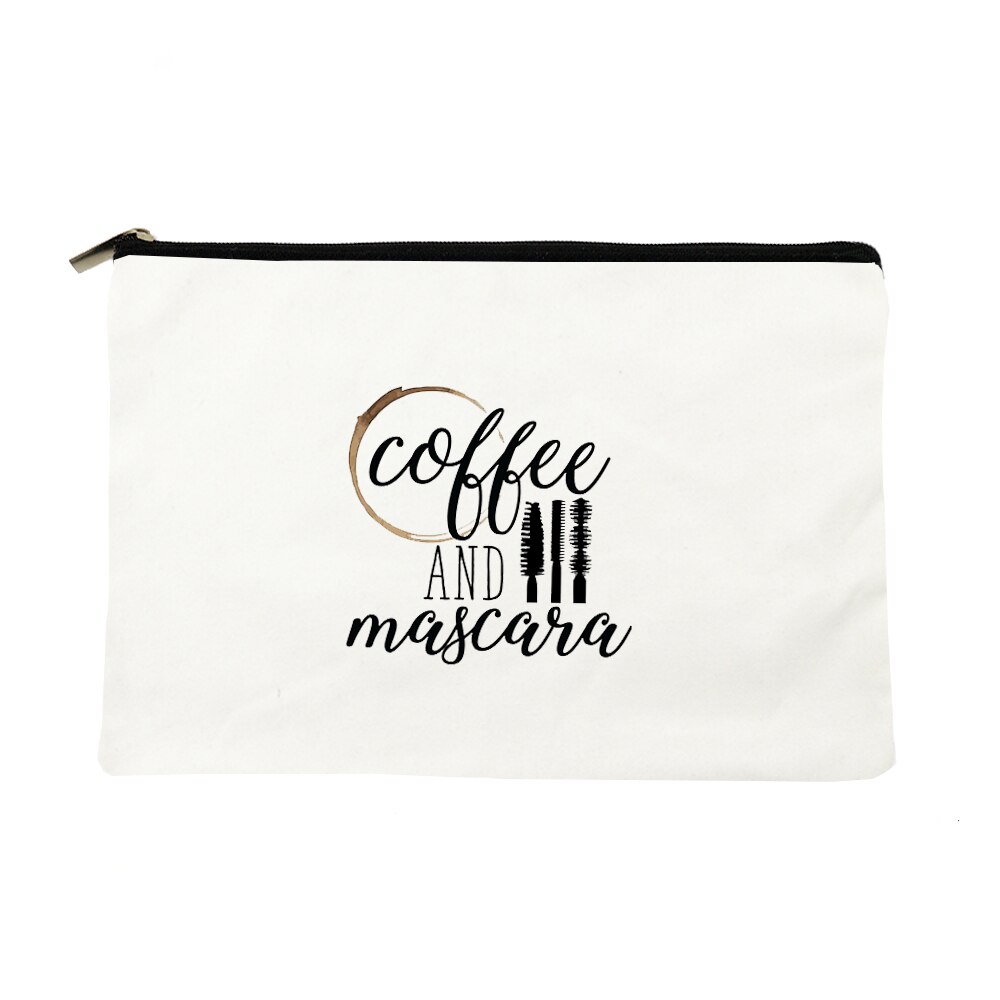 Koffie Leren Slaap Herhalen Print Vrouwen Rits Makeup Tassen Travel Cosmetische Tas Voor Witte Vrouwelijke Toilettas Opbergtas Leraar: W01064-TBWH-D