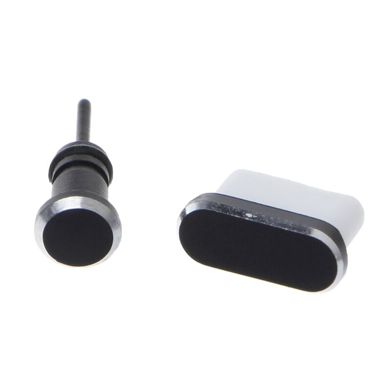 Type C Anti Dust Plug Set USB Type-C Port and 3.5mm Earphone Jack Plug For Samsung Galaxy S8 S9 Plus Huawei P10 P20 lite: Black