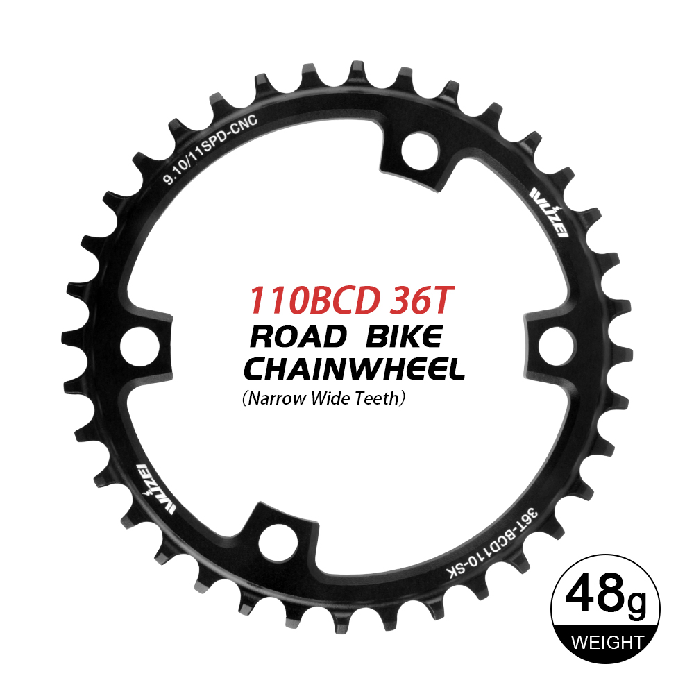 WUZEI Racefiets Kettingblad 110 BCD 36/38/40/42/44/46/48/50/52/54/56/58 T Smalle Brede Sterren Tandwiel 4 Bouten voor Shimano R7000 4700: WHITE