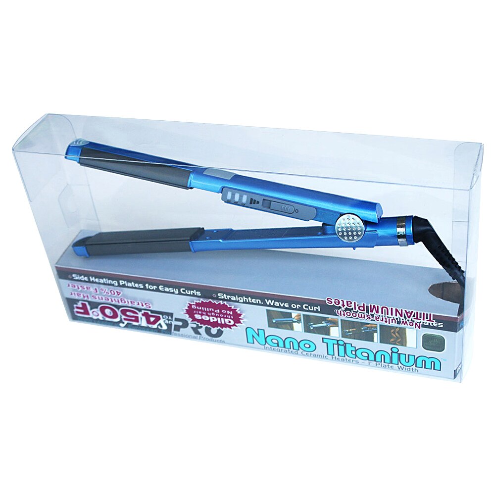 PRO Nano Titanium Styler Straightener Irons Pure Titanium-plated Plates Flat Iron Hair Straightening Brush Hair Styling Machine: blue with box / us