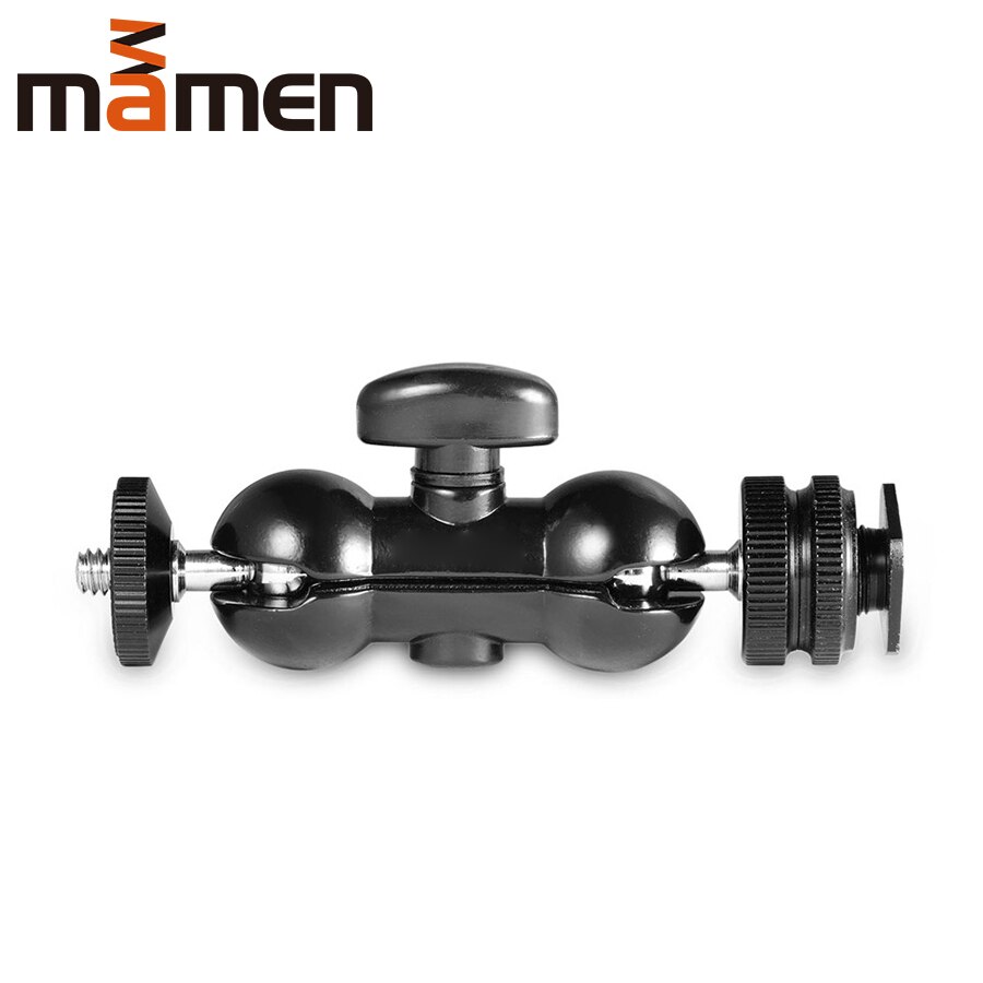 MAMEN Kühlen Schwarz Multi-funktion Doppel Ball Kopf Magie Arm mit Schuh montieren & 1/4 Schraube für Monitore LED licht