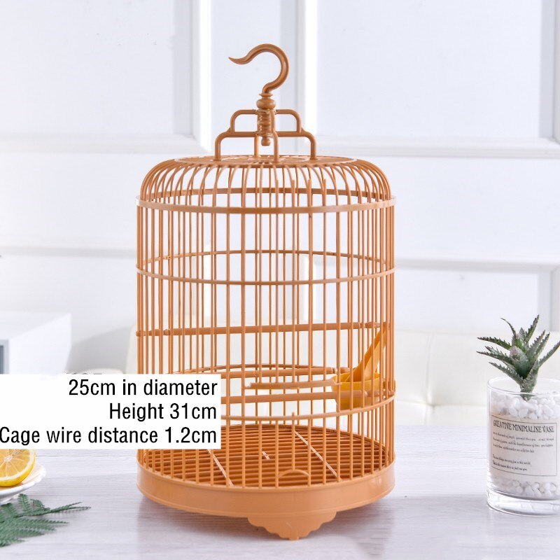 Cage à oiseaux ronde classique en plastique de , porte-oiseau de voyage, maison pour perroquets, accessoires pour petits oiseaux