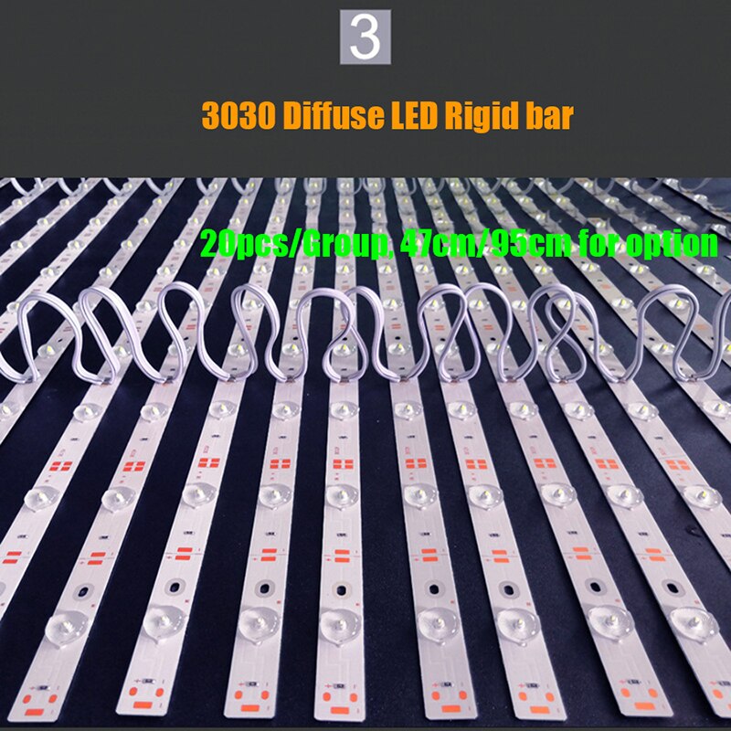 5 pcx 47/95cm ledet bakgrunnsbelysning 360 ° linse stripe høy lys 12v 6/12 leds 6/12w smd 3030 ledet stiv stripe til reklame lysbokser