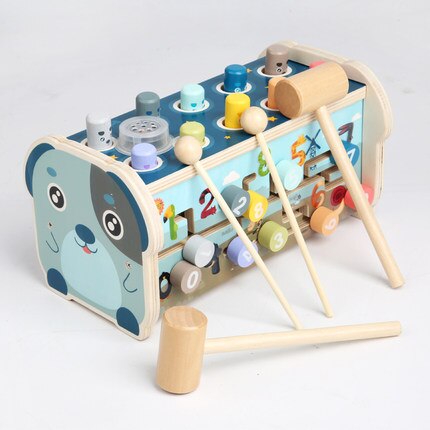 Giochi in legno criceto giochi educativi giocattoli in legno per bambini di divertimento genitore-bambino per il tempo libero giochi di abilità di coordinazione bussare giocattoli: Dog(music)