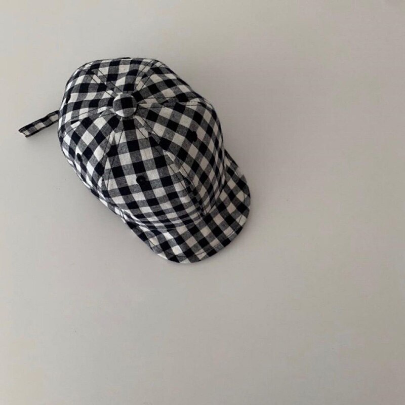 Höst pojkar flickor hatt rutiga kepsar koreanska barn baseball hatt barn tillbehör fotografi pro: Svart