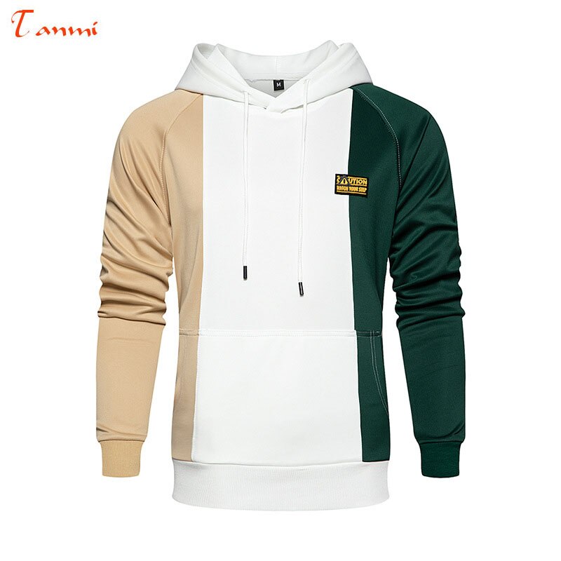 Men's Color Matching Running Jacket 100% Polyester Hit Color Hooded Sports Long-sleeved T-shirt Running T-shirt GYM Sport Shirt