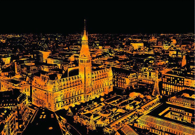 40.5cm*28.5cm Scratch Night View World City Scraping Paintings Decorative Paper DIY Paintings DIY: Hamburg