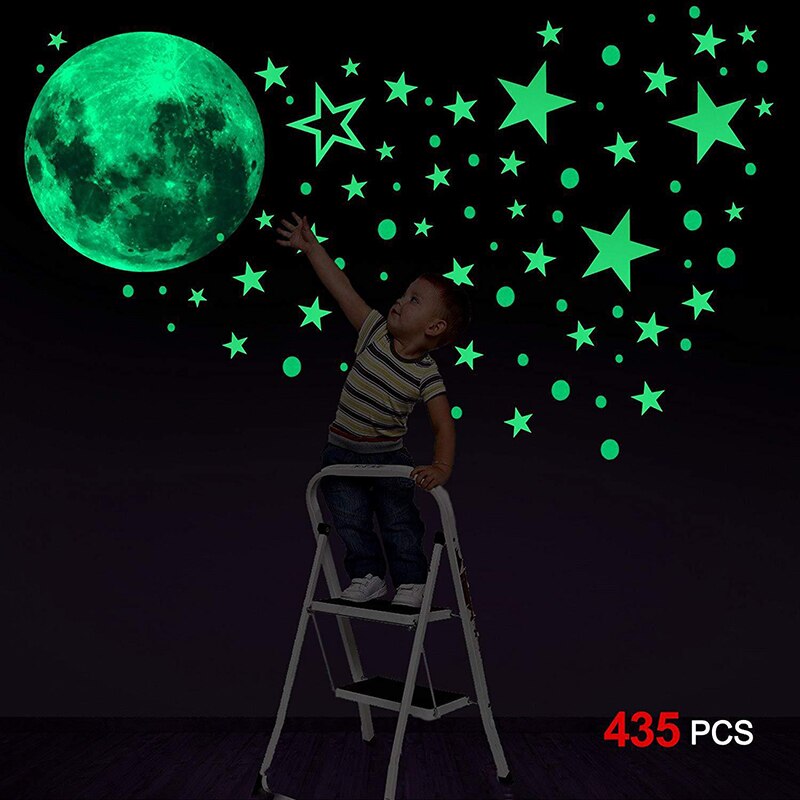 Moon Star Dot Muursticker Creatieve Fluorescerende Muursticker Lichtgevende Diy Waterdichte Glow In The Dark Stickers Kid Kamer Tl