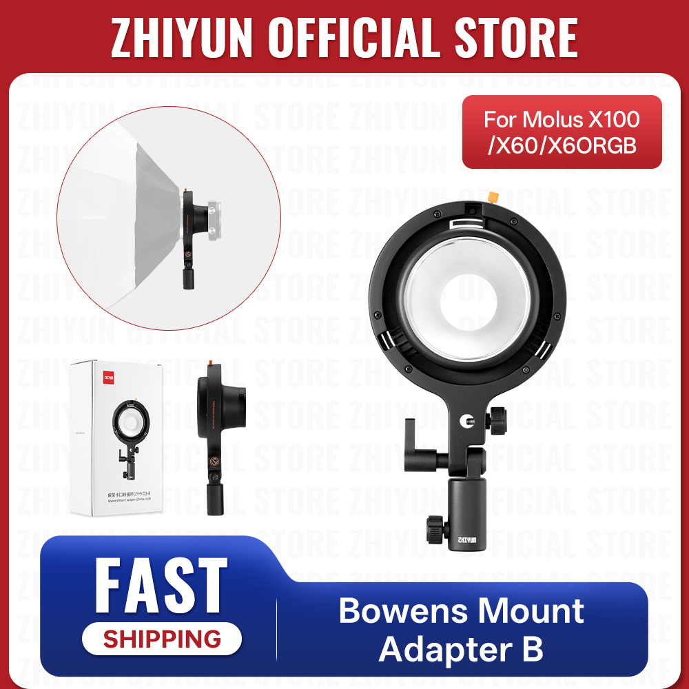 ZHIYUN Official Bowens Mount Adapter B ZY Mount-B EX1H05 Accessories for Molus X60 X100 Combo Pro CX100 Pocket Photography Light
