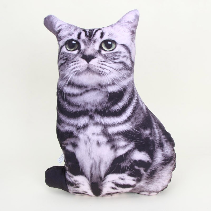 46cm 3D Simulation chats oreiller en peluche jouets Simulation Animal en peluche chat oreiller canapé housse de coussin pour noël: black cat