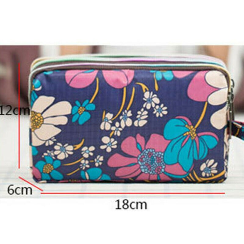 Tarjetero Floral para mujer, monedero con Triple cremallera, bolso de mano, monedero de lona resistente al agua, estuche organizador para teléfono