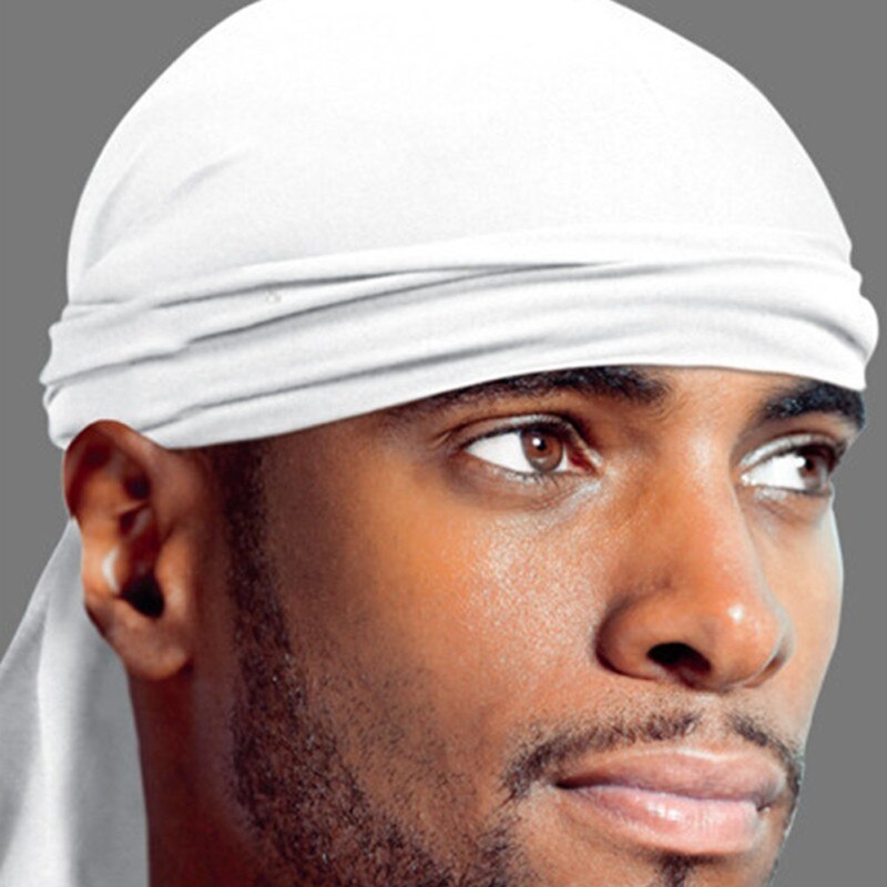 Spandex König S Durag Hütte Durags Bandana Turban Perücken Männer Seidige Durag Headwear Stirnband Schwarz/Weiß Haar Zubehör