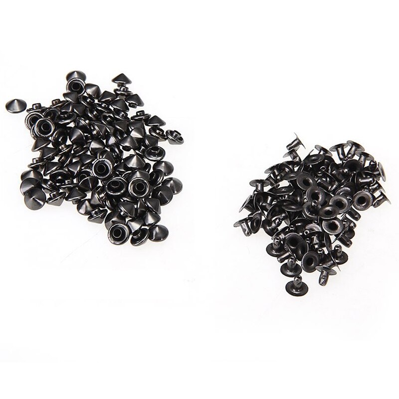 100 Iron Black Conical Rivet Screw Studs 6mm for Jewelry