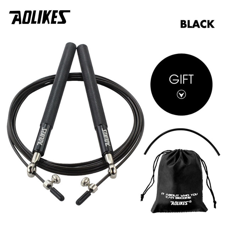 AOLIKES Crossfit Jump Rope Speed Bearing Skipping Fitness Workout Training Equipement MMA Boxing Home Exercise: Red