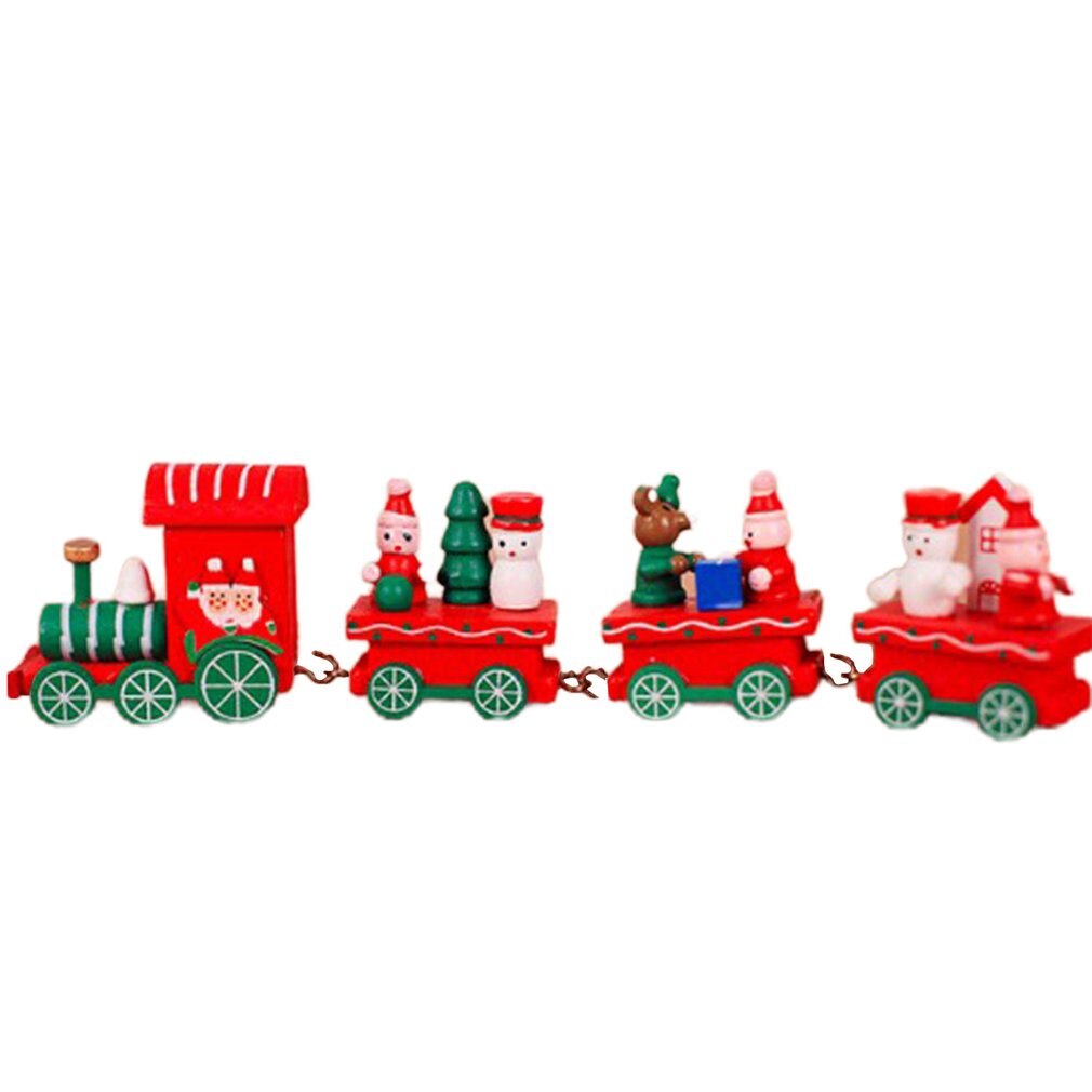 Christmas Wooden Train Toys Lovely Decoration Christmas Ornaments Wooden Train Children's