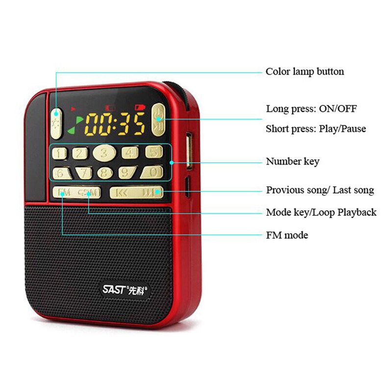 JINSERTA Mini Fm Pocket Stereo Radio Draagbare Micro Sd Radios Band Luidspreker Tf Usb Mp3 Speakers Fm Ontvanger Luidspreker