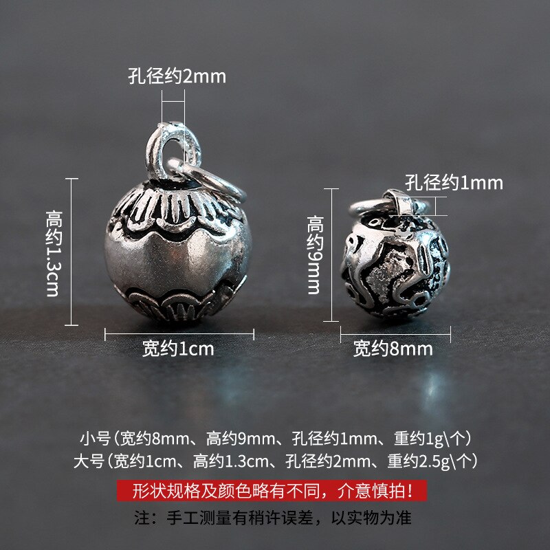 Campane di Jingle europee artigianali Vintage Charm in argento Sterling 925 con anello gioielli fai-da-te che fanno pendenti per regalo braccialetto collana