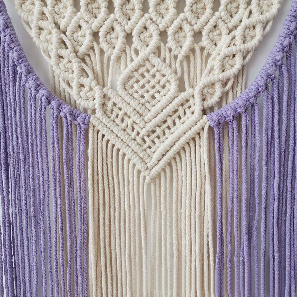 Macrame Woven Wall Hanging Bohemian Color Block Geometric Wall Art Tapestry Decor for Bedroom Living Room