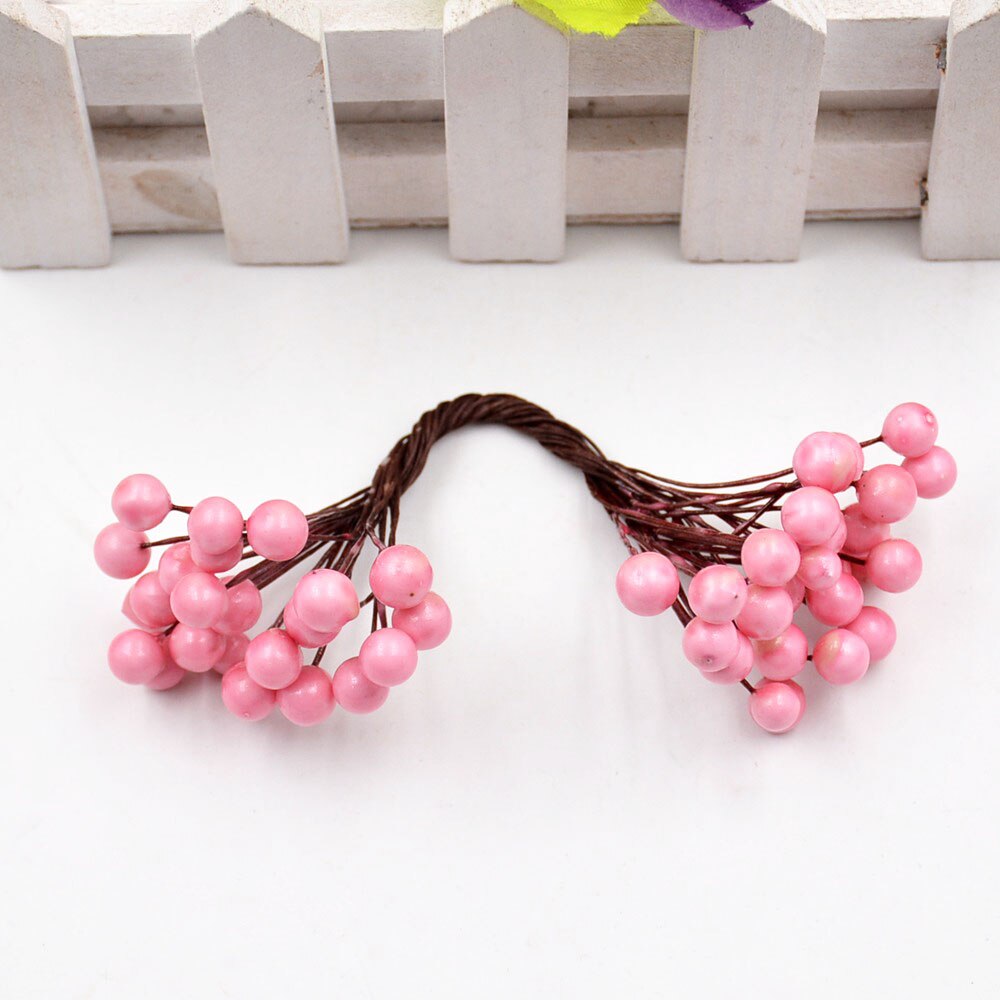 Fleurs artificielles Double tête 9 baies 25 pièces/lot | Décor de fête mariage, décoration artisanale pour bricolage, Scrapbooking: Rose