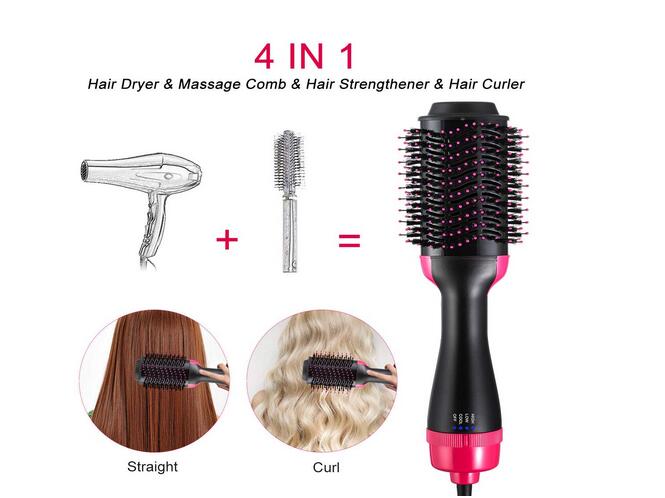 Sèche-cheveux volumateur en une étape, sèche-cheveux électrique en céramique, brosse à air, lisseur multifonction à ions négatifs 0001