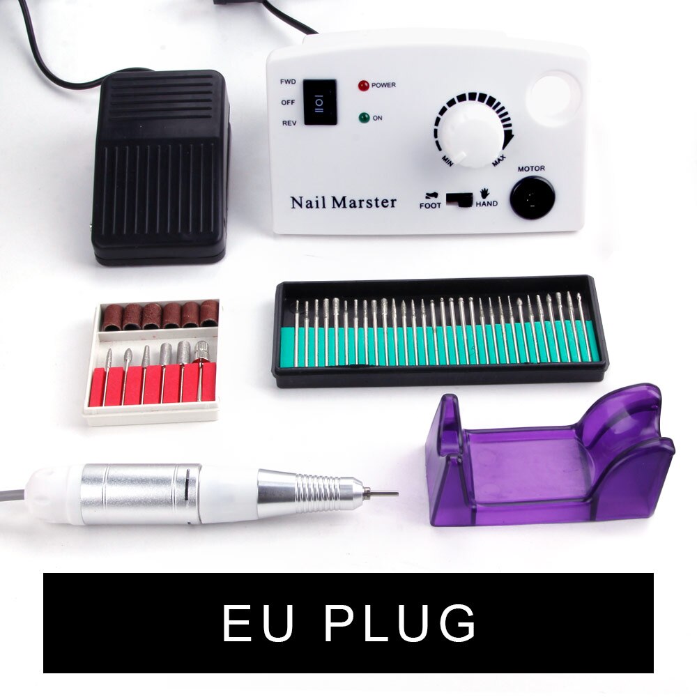 Máquina pulidora eléctrica para manicura y pedicura, 35000RPM, 25W, lima de uñas con diamantes, eliminador de esmalte de Gel: White Set