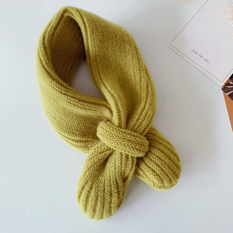 Korean Version Candy-colored Knitting Scarf Children Autumn Winter All-match Baby Warm Woolen Yarn Boys Girls Soft Collars D49: green