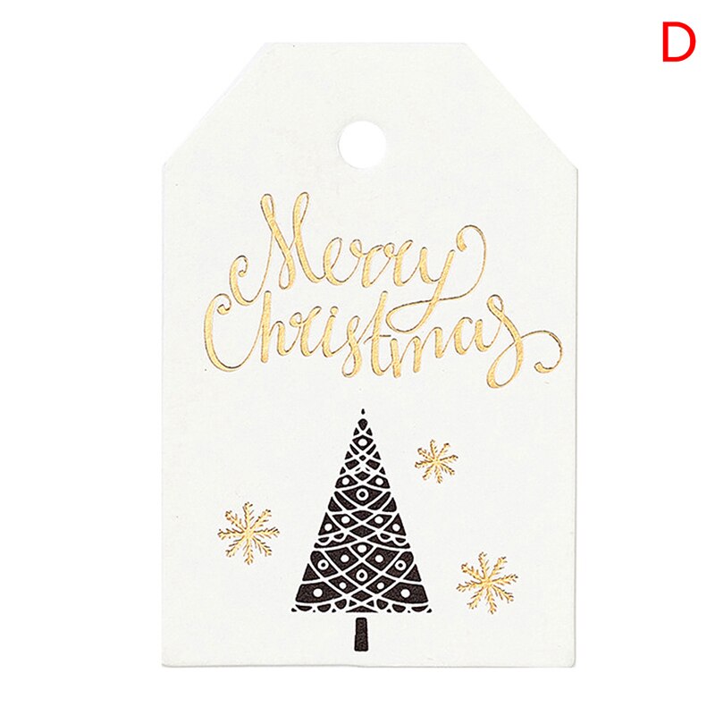 100Pcs Vrolijk Kerstfeest Diy Kraft Tags Etiketten Cadeaupapier Hang Tags Kerstman Papier Kaarten Xmas Party Supplies: D