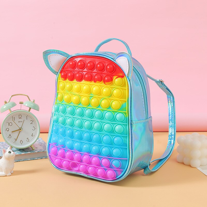 Kinderen Rugzak Anti Stress Tassen Kids Fidget Speelgoed Zachte Squishy Push Bubble Squeeze Meisjes Jongens Tas Opslag Shiny: 16