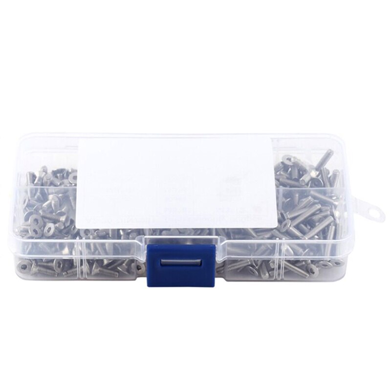 300Pcs Flat Head Hexagon Socket Screw Bolt Nut Matching Tool Fastener Hardware: Default Title