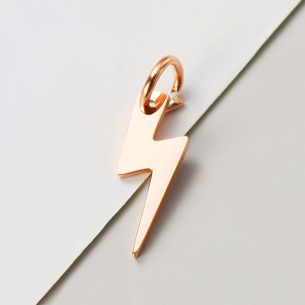 10pcs/Lot Mirror Polished Stainless Steel Lightning Charm for Making Necklace Bracelet Jewelry: Rose Gold