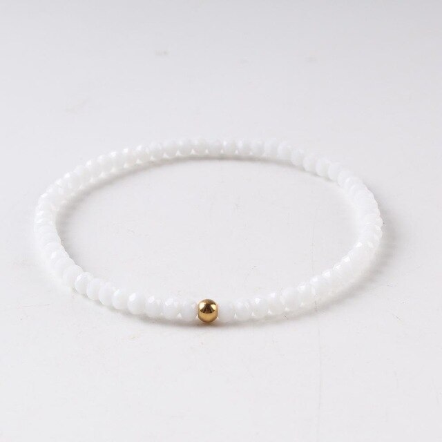 Boho DIY proste kolorowe szkło kryształowa czerwień róża złote koraliki Wrap bransoletka Femme bransoletki dla kobiet: White