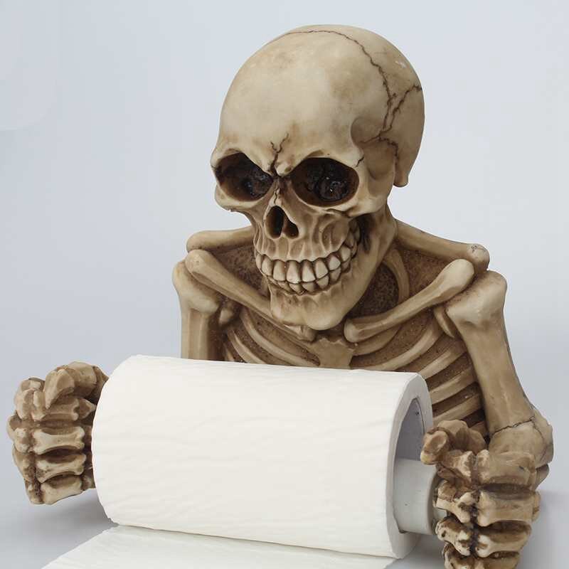 Porte-papier 3D rétro tête de mort, toilettes mural, boîte de rangement de papier toilette, boîte de rangement de salle de bains