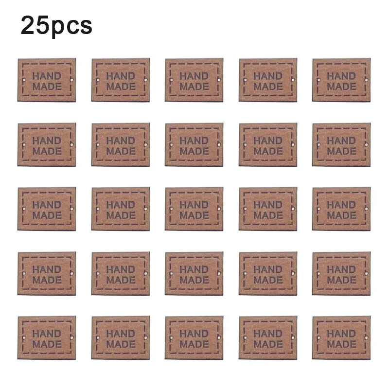 25/50pcs PU Leather Labels Tags Small Handmade Labels DIY Clothes Hats Bags Hand Made Label Sewing Tags Sewing Accessories Tools: Antique Brass