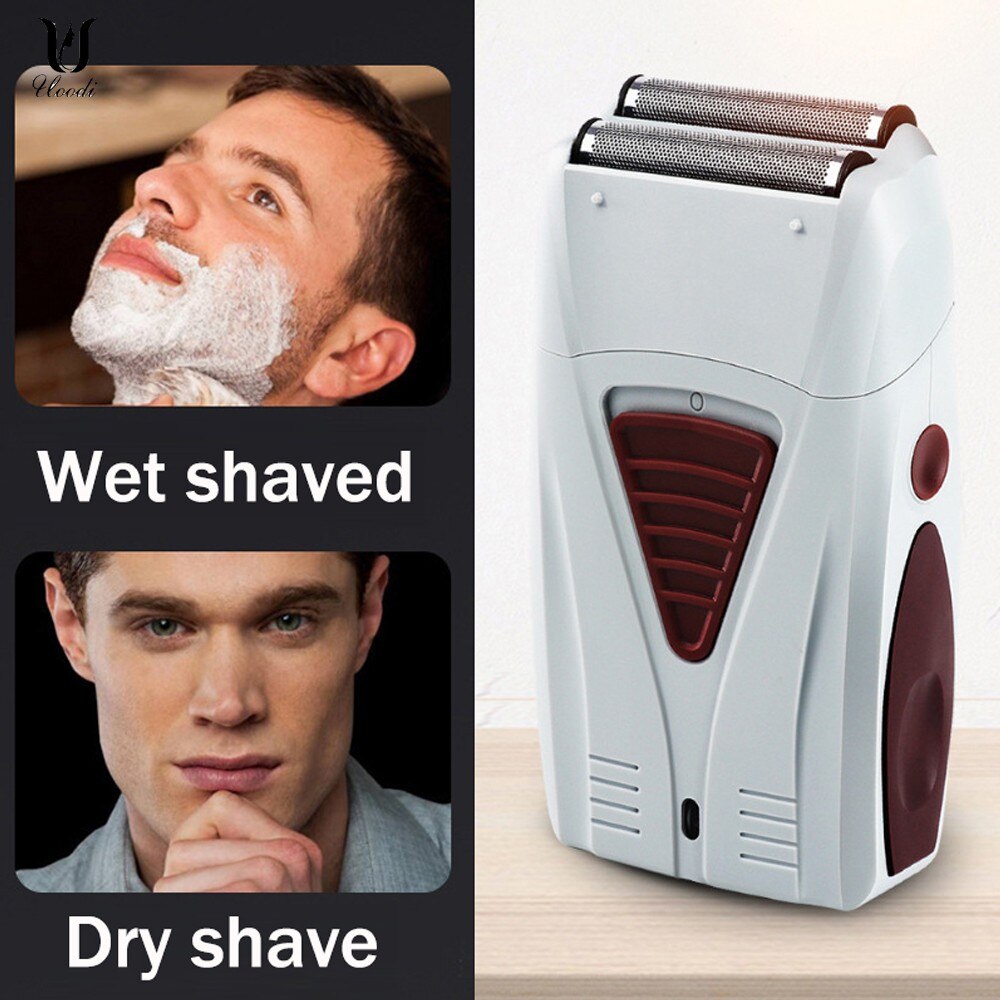 Rechargeable Cordless Shaver for Men Twin Blade Reciprocating Beard Razor Face Care Multifunction Strong Trimmer