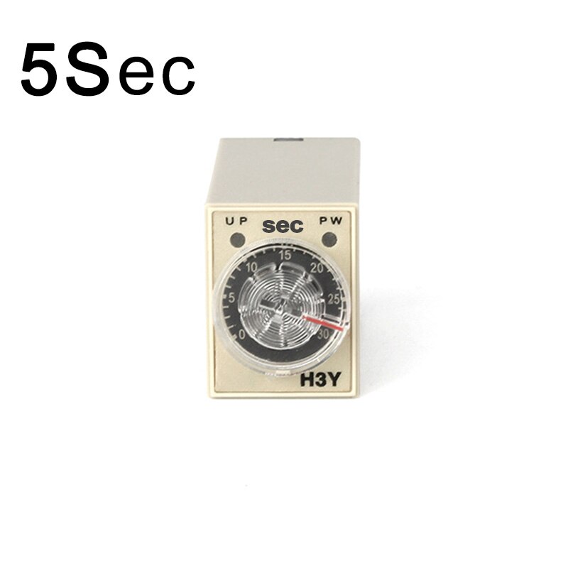 Temporizador de retardo de relé de tiempo con enchufe Base, perilla giratoria de relé de voltaje de 8 pines, 5/10/30/60 minutos/segundos, H3Y-2, AC220V, 1 Juego: 0-5S