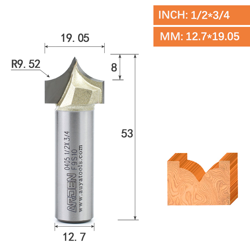 Punta de corte de punta dorada, herramienta de tallado de carburo, punta afilada para carpintería, fresa de borde de arco, broca enrutadora de grabado MDF: 22mm